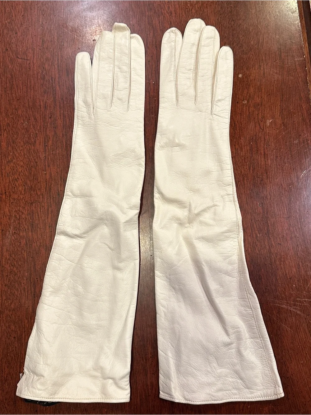 White kid leather gloves